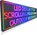 HS Programmable Scrolling Led Sign, Digital Signs Outdoor Waterproof ,Electronic Message Display Board ,Open neon Signs, Full Color High Brightness Big P10 77’’x20’’for Business Store Advertisement