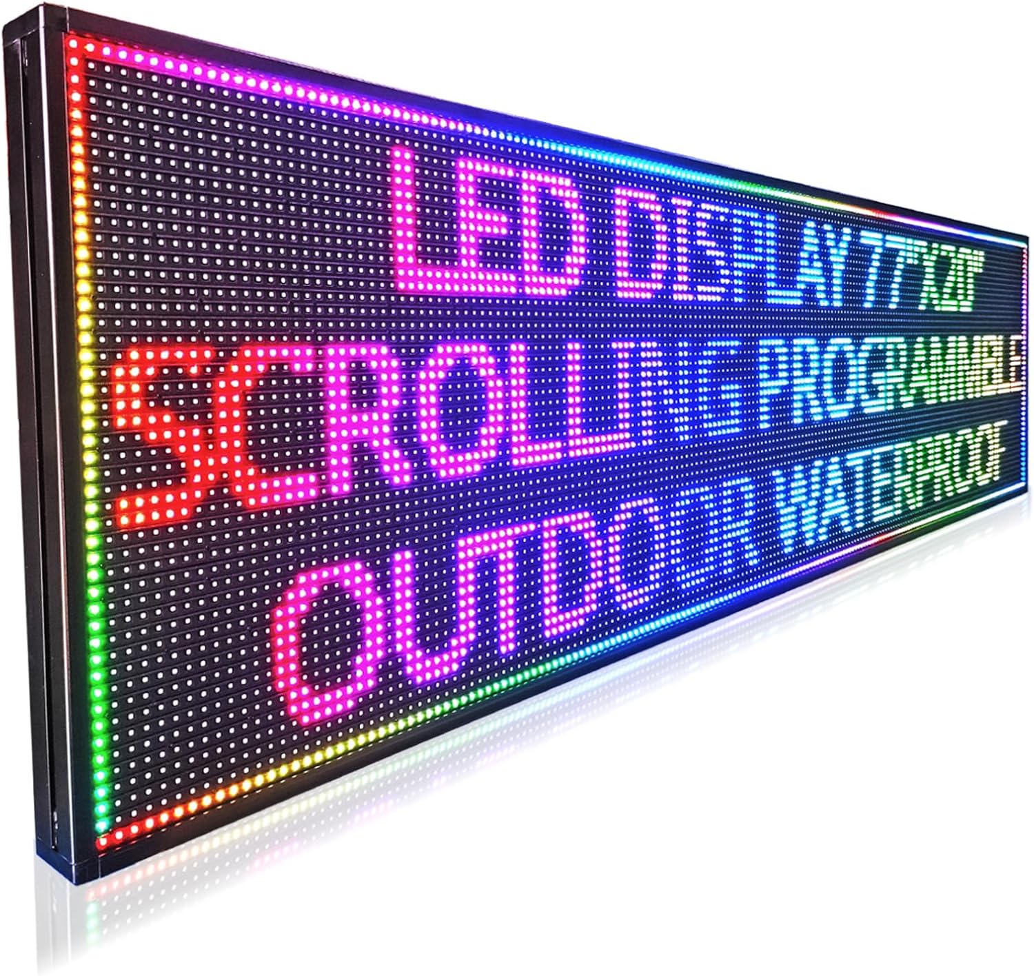 HS Programmable Scrolling Led Sign, Digital Signs Outdoor Waterproof ,Electronic Message Display Board ,Open neon Signs, Full Color High Brightness Big P10 77’’x20’’for Business Store Advertisement