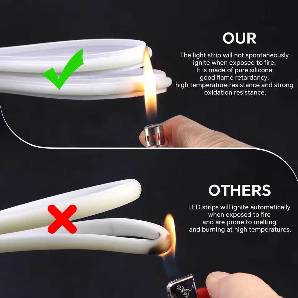 220V Pure Silicone Solid COB Neon LED Strip Light, IP65 Waterproof 1m roll