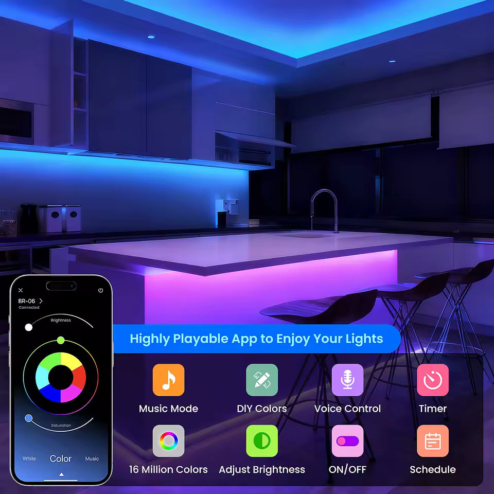 Flexible LED Neon Rope Lights with App/Remote, DIY Design Waterproof Outdoor RGB String Lamp, Music Sync for Bedroom Party
